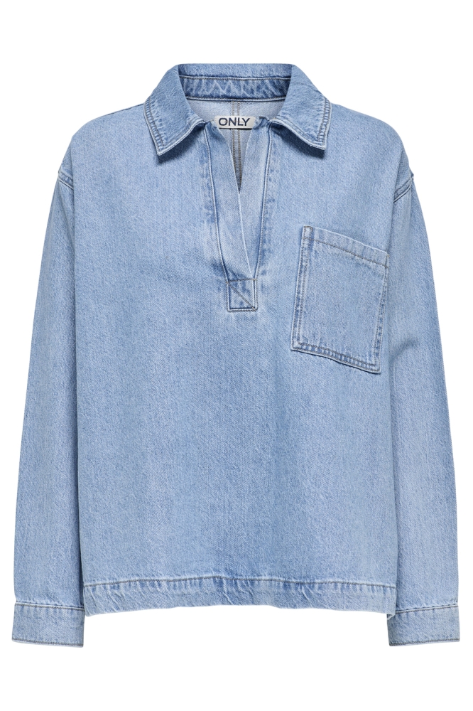 ONLBIRDIE L/S POLO DENIM SHIRT AZG 15347086 LIGHT BLUE DENIM